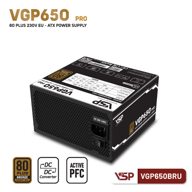 Bộ Nguồn Máy Tính VSP VGP650BRU PRO (650W / 80 Plus Bronze 230V EU / DC to DC / Tụ Nhật) 9 Bộ nguồn máy tính VSP VGP650BRU PRO