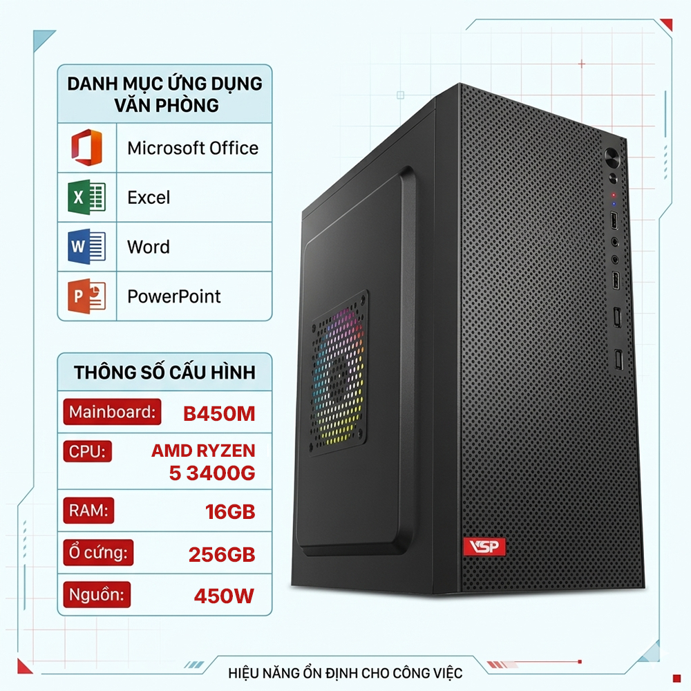 PC Home Work 02 (R5 3400G, RAM 16G, SSD 256G, B450M) tiệm vi tính bình tân tiệm vi tính an lạc tiệm bán máy tính bình tân tiệm bán pc bình tân pc gaming bình tân pc bình tân máy tính bình tân sửa máy tính bình tân sủa máy tình an lạc sửa vi tính bình tân sửa vi tính tên lửa sửa vi tính mã lửa tiệm vi tính tên lửa