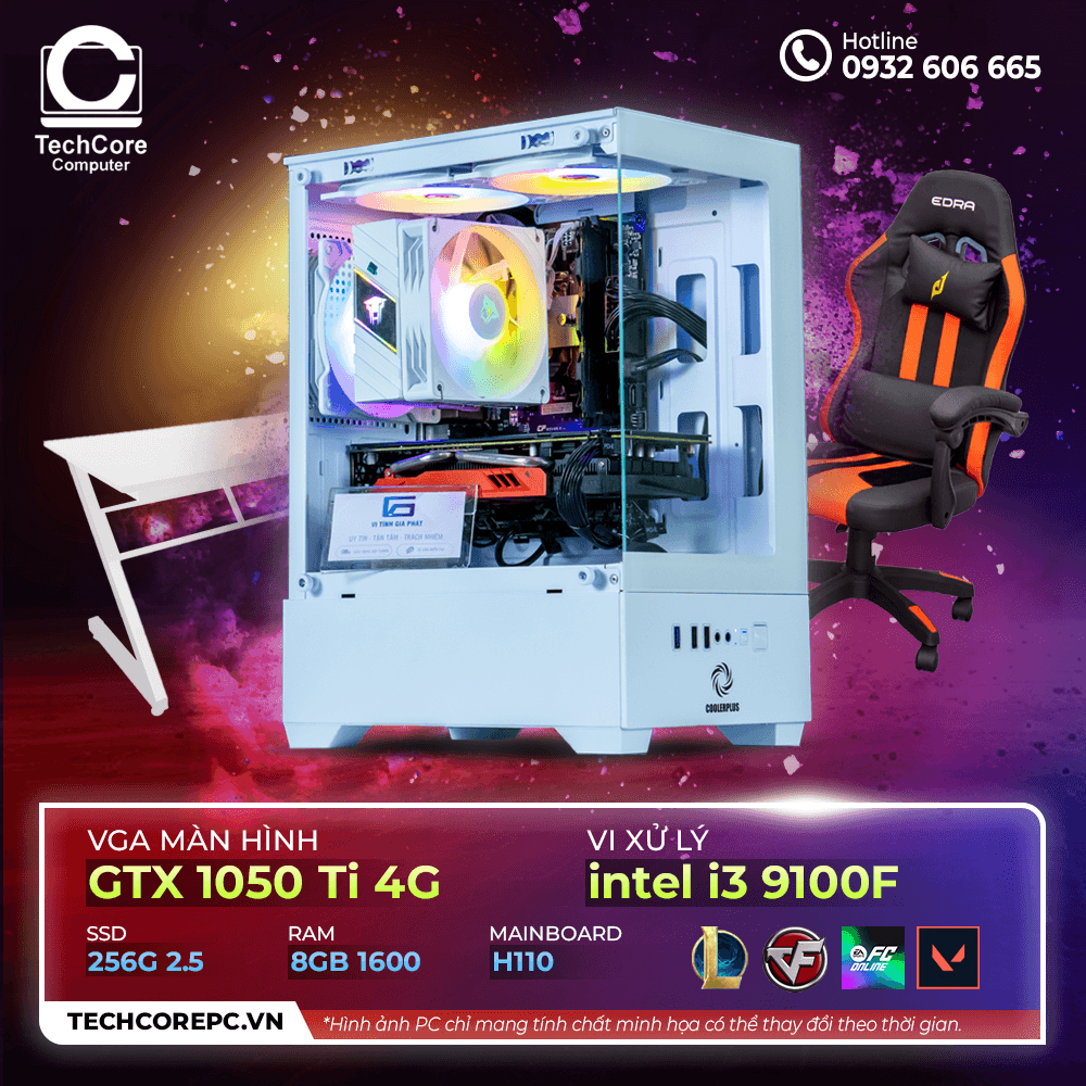 PC Gaming Trại Hè 01 (GTX 1050Ti 4G, i3 9100F, RAM 8G, SSD 256GB)