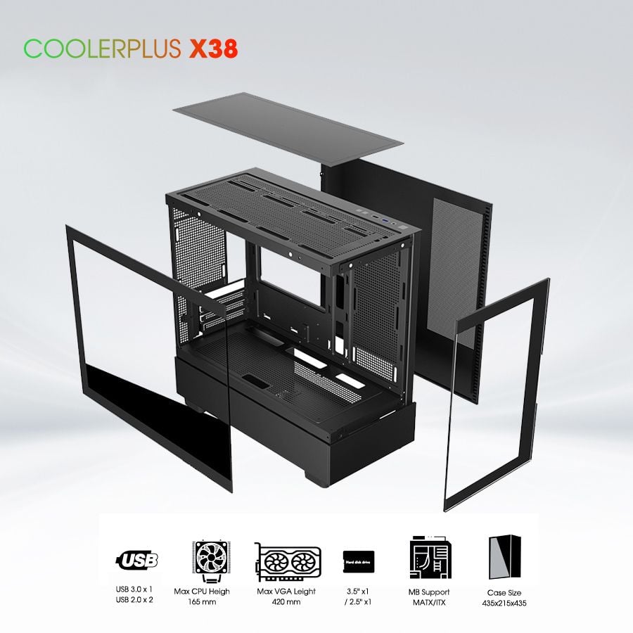Thùng vỏ case gaming Coolerplus CPC-X38B - Màu đen 2 pc techcore 1 2