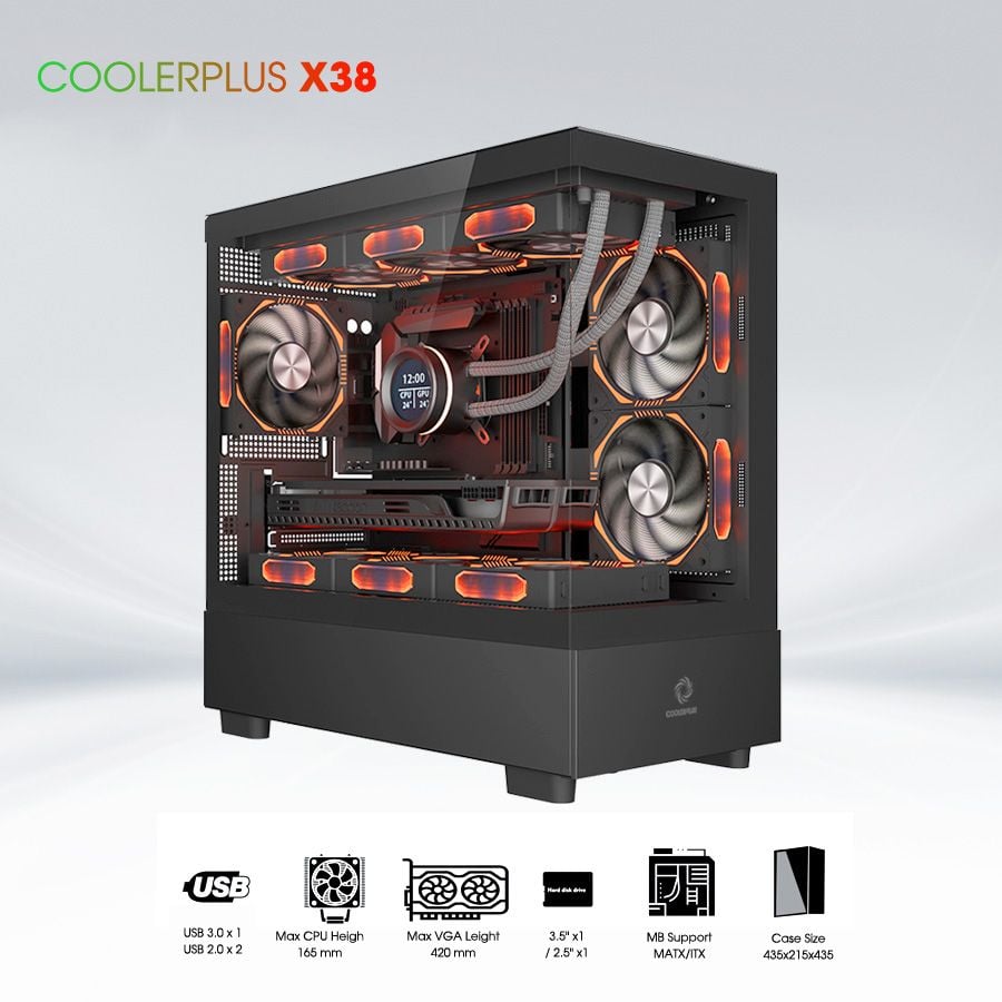 Thùng vỏ case gaming Coolerplus CPC-X38B - Màu đen 8 pc techcore 2 2