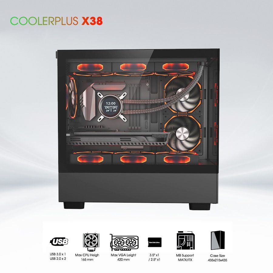 Thùng vỏ case gaming Coolerplus CPC-X38B - Màu đen 7 pc techcore 3 2