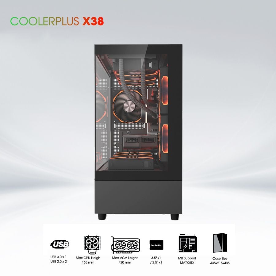 Thùng vỏ case gaming Coolerplus CPC-X38B - Màu đen 6 pc techcore 4 2