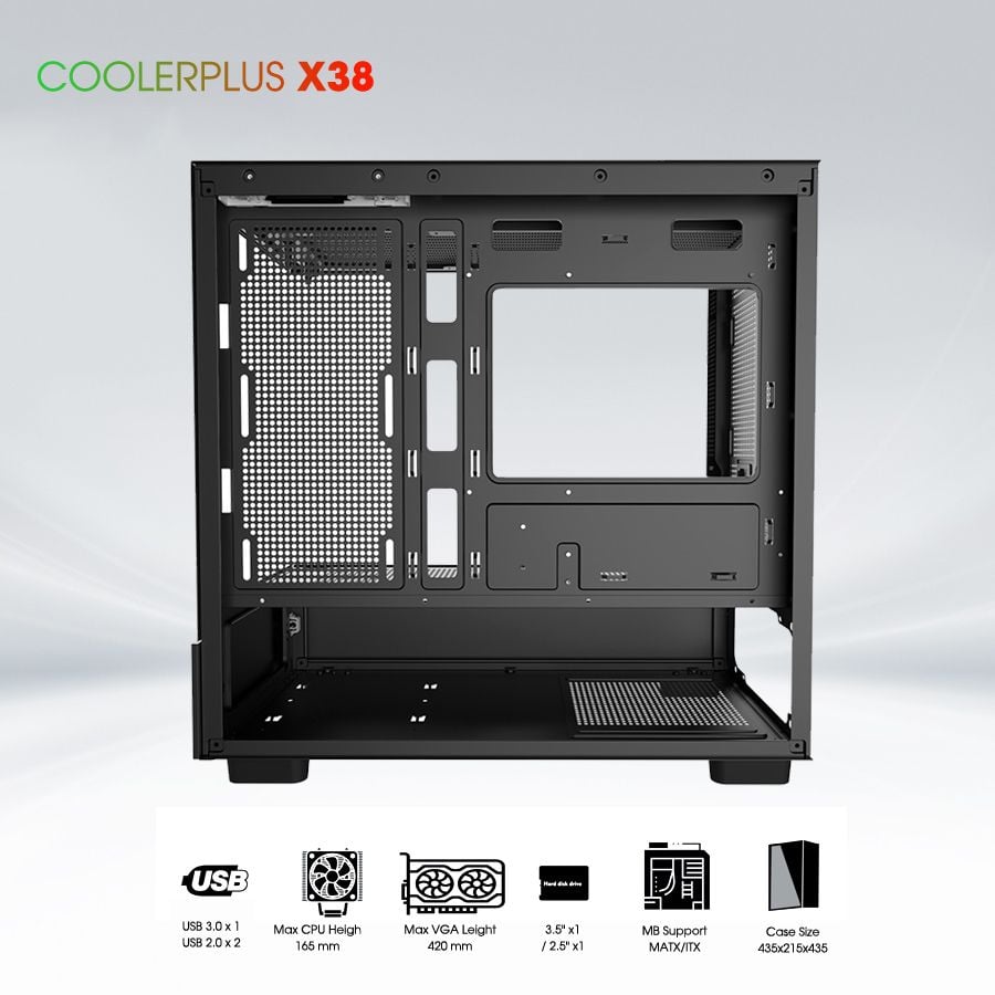 Thùng vỏ case gaming Coolerplus CPC-X38B - Màu đen 4 pc techcore 6