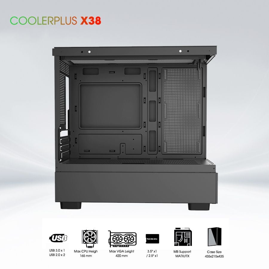 Thùng vỏ case gaming Coolerplus CPC-X38B - Màu đen 3 pc techcore 7
