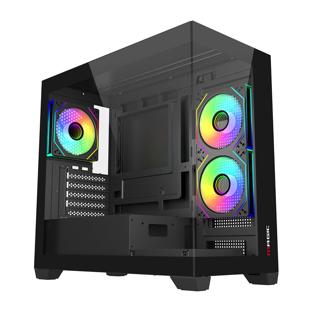 Đánh Giá Vỏ Case Magic C218-M M-ATX - Màu Đen: Đỉnh Cao Thẩm Mỹ Bể Cá Vô Cực, Không Gian Hoàn Hảo Cho PC Gaming Thế Hệ Mới Trong thế giới xây dựng cấu hình máy tính cá nhân hiện đại, chiếc vỏ case không còn đơn thuần là một khối hộp kim loại thô kệch đóng vai trò che chắn linh kiện khỏi bụi bẩn. Giờ đây, thùng máy đã trở thành linh hồn của toàn bộ góc làm việc và giải trí, là nơi để mỗi cá nhân khẳng định phong cách, gu thẩm mỹ tinh tế và độ chịu chơi của mình. Xu hướng thiết kế thùng máy dạng "bể cá" sở hữu những góc nhìn panorama trong suốt, phô diễn trọn vẹn dải ánh sáng LED RGB huyền ảo đang làm mưa làm gió trên thị trường và trở thành mục tiêu săn đón hàng đầu của các tín đồ công nghệ. Hiểu được khao khát sở hữu một hệ thống PC vừa mạnh mẽ bên trong, vừa lộng lẫy bên ngoài của người dùng, thương hiệu Magic đã mang đến một siêu phẩm đột phá: Thùng vỏ case Magic C218-M M-ATX - Màu đen. Với sự kết hợp hoàn mỹ giữa chất liệu kính cường lực sang trọng, bộ khung kim loại dày dặn kiên cố cùng tone màu đen huyền bí, chiếc case này hứa hẹn sẽ biến cỗ máy của bạn thành một tác phẩm nghệ thuật công nghệ thực thụ. Hãy cùng đi sâu vào khám phá chi tiết những giá trị vượt trội mà dòng sản phẩm này mang lại qua bài viết dưới đây! 1. Thiết Kế Bể Cá Panorama Vô Cực: Trải Nghiệm Thị Giác Ma Mị Tone Đen Điểm đắt giá nhất giúp Magic C218-M nhanh chóng chiếm trọn cảm tình của người dùng ngay từ cái nhìn đầu tiên chính là kiến trúc dạng bể cá vô cực vô cùng thời thượng. Bằng việc loại bỏ hoàn toàn thanh trụ chắn ở góc giữa mặt trước và mặt hông, kết hợp sử dụng chất liệu kính cường lực cao cấp trong suốt, chiếc vỏ case này mang lại một tầm nhìn panorama không góc chết. Bạn có thể dễ dàng chiêm ngưỡng, kiểm soát toàn bộ hệ thống linh kiện đắt giá bên trong từ nhiều góc độ khác nhau một cách trực quan nhất. Toàn bộ phần khung vỏ được phủ lên một lớp sơn màu đen nhám mịn màng, mang lại cảm giác vô cùng mạnh mẽ, cứng cáp và đậm chất gaming. Tone nền đen huyền bí này đóng vai trò như một bức phông nền hoàn hảo, giúp tôn vinh và làm nổi bật tối đa dải ánh sáng rực rỡ phát ra từ hệ thống quạt tản nhiệt, thanh RAM hay tản nhiệt nước. Khi hệ thống PC của bạn lên đèn trong đêm tối, Magic C218-M sẽ biến góc máy của bạn thành một màn trình diễn ánh sáng đầy ma mị, huyền ảo và ngập tràn cảm hứng. 2. Kết Cấu Kim Loại Dày Dặn 0.6mm Định Hình Sự Bền Bỉ Một trong những tiêu chí quan trọng khi lựa chọn vỏ case chính là độ vững chắc của khung sườn để bảo vệ an toàn cho các linh kiện phần cứng đắt tiền bên trong. Khác biệt hoàn toàn với những dòng case giá rẻ, mỏng manh trên thị trường thường bị hiện tượng rung lắc hay cong vênh khi lắp ráp, Magic C218-M tự hào được chế tác từ chất liệu kim loại cao cấp kết hợp kính cường lực, với độ dày tấm vỏ lên tới 0.6mm. Độ dày khung vỏ lý tưởng này mang lại cho thùng máy một kết cấu cực kỳ kiên cố, đầm chắc và có khả năng chịu lực cực tốt. Không chỉ giúp chống móp méo hiệu quả trong quá trình vận chuyển hay vô tình va đập, bộ khung thép dày dặn này còn có khả năng hấp thụ và triệt tiêu tiếng ồn, giảm thiểu tối đa hiện tượng rung chấn cộng hưởng phát ra từ tiếng quạt làm mát hay ổ cứng khi hệ thống máy tính đang phải gồng gánh các tác vụ nặng, trả lại cho bạn không gian làm việc hoàn toàn yên tĩnh. 3. Không Gian M-ATX Tối Ưu: Thách Thức Mọi Linh Kiện Khủng Long Mặc dù sở hữu kích thước tổng thể vô cùng gọn gàng, phù hợp để đặt ngay ngắn trên bàn làm việc mà không chiếm quá nhiều diện tích, Magic C218-M lại khiến người dùng phải kinh ngạc bởi không gian nội thất bên trong được tối ưu hóa một cách tài tình. Thùng máy hỗ trợ hoàn hảo cho các chuẩn bo mạch chủ phổ thông hiện nay bao gồm M-ATX và ITX. Nhà sản xuất đã mở rộng khoang chứa một cách thông minh để sẵn sàng đáp ứng xu hướng nâng cấp các linh kiện phần cứng cỡ lớn thế hệ mới. Vỏ case hỗ trợ lắp đặt các dòng card đồ họa (VGA) hàng đầu hiện nay với chiều dài tối đa lên đến 400mm – nghĩa là bạn có thể thoải mái lựa chọn những dòng card ba quạt hầm hố nhất mà vẫn thừa khoảng trống để đi dây. Độ cao dành cho các bộ tản nhiệt khí CPU cũng đạt mức lý tưởng lên tới 170mm, cho phép bạn dễ dàng lắp đặt các khối tản nhiệt tháp phân khúc cao cấp để làm mát cho những bộ vi xử lý đa nhân. 4. Giải Pháp Tản Nhiệt Toàn Diện: Hỗ Trợ 9 Quạt Và Radiator 360mm Siêu Lớn Nhiệt độ luôn là yếu tố sống còn ảnh hưởng trực tiếp đến hiệu năng vận hành và tuổi thọ của linh kiện điện tử. Magic C218-M được thiết kế như một "pháo đài giải nhiệt" thực thụ với hệ thống lưu thông khí động học được tính toán khoa học. Khoang máy sở hữu khả năng lắp đặt hệ thống quạt làm mát cực khủng lên đến 9 chiếc quạt phân bổ đều ở các vị trí chiến lược: 3 quạt phía trên nóc, 3 quạt dưới mặt đáy tạo luồng khí mát thổi thẳng vào VGA, 2 quạt ở cạnh hông và 1 quạt ở phía sau để đẩy hơi nóng ra ngoài. Đối với những người đam mê tản nhiệt nước All-In-One (AIO) hoặc các hệ thống tản nhiệt nước Custom phức tạp, chiếc case này mang đến sự linh hoạt tuyệt vời khi hỗ trợ lắp đặt bộ tản nhiệt nước (Radiator) với kích thước siêu lớn lên đến 360mm ở phía trên. Sự kết hợp hoàn hảo giữa hệ thống gió dồi dào và giải pháp tản nhiệt nước cao cấp giúp luồng không khí bên trong khoang máy luôn được làm mới liên tục, đảm bảo hệ thống PC của bạn luôn vận hành trong trạng thái mát mẻ lý tưởng ngay cả khi chơi game AAA hay render video liên tục nhiều giờ liền. 5. Lưu Trữ Dồi Dào Và Hệ Thống Kết Nối Ngoại Vi Tiện Lợi Không chỉ mạnh mẽ về mặt hiệu năng tản nhiệt và không gian chứa đồ, Magic C218-M còn đáp ứng trọn vẹn nhu cầu lưu trữ dữ liệu khổng lồ của người dùng hằng ngày. Thùng máy được trang bị hệ thống khoang lưu trữ thông minh, cho phép bạn lắp đặt đồng thời cả 2 ổ cứng SSD 2.5 inch tốc độ cao cho hệ điều hành và 2 ổ cứng HDD 3.5 inch truyền thống dung lượng lớn để lưu trữ phim ảnh, tài liệu một cách gọn gàng. Bên cạnh đó, để mang lại sự tiện nghi tối đa cho người dùng trong quá trình sử dụng, hệ thống cổng kết nối giao tiếp được nhà sản xuất bố trí ngay tại vị trí thuận tiện nhất ở mặt ngoài. Bạn có thể nhanh chóng cắm các thiết bị lưu trữ ngoại vi, chuột, bàn phím, đầu đọc thẻ hay tai nghe thông qua cổng USB 3.0 tốc độ cao, 2 cổng USB 2.0 tiêu chuẩn và giắc cắm âm thanh HD AUDIO chất lượng cao mà không cần phải cúi người mò mẫm ra phía sau thùng máy một cách phiền phức. Kết Luận Có thể khẳng định, Thùng vỏ case Magic C218-M M-ATX - Màu đen chính là sự lựa chọn không thể tuyệt vời hơn dành cho những ai đang tìm kiếm một chiếc vỏ case phân khúc tầm trung đẳng cấp, kết hợp hài hòa giữa tính thẩm mỹ thời thượng phong cách bể cá vô cực, bộ khung kim loại dày dặn 0.6mm bền bỉ và không gian lắp đặt tản nhiệt nước 360mm đỉnh cao. tiệm vi tính bình tân tiệm vi tính an lạc tiệm bán máy tính bình tân tiệm bán pc bình tân pc gaming bình tân pc bình tân máy tính bình tân sửa máy tính bình tân sủa máy tình an lạc sửa vi tính bình tân sửa vi tính tên lửa sửa vi tính mã lửa tiệm vi tính tên lửa