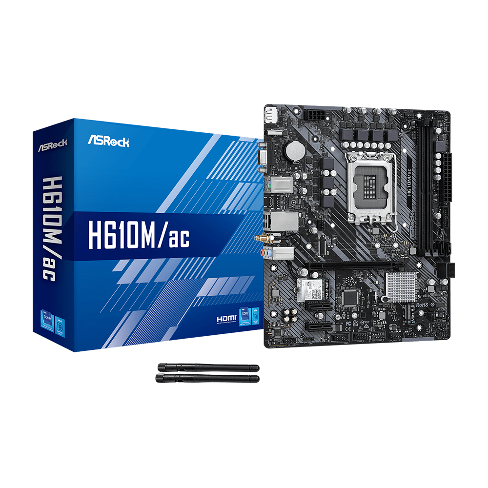 Bo mạch chủ AsRock H610M/AC Wifi DDR4 - Màu đen main bình tân thay main vi tính main vi tính bình tân bo mạch vi tính tên lửa thay bo mạch vi tính main tên lửa mainboard bình tân bo mạch chủ bình tân main giá rẻ bình tân main tên lửa main giá rẻ bo mạch vi tính bình tân bo mạch vi tính aeon bình tân thay main giá rẻ bình tân
