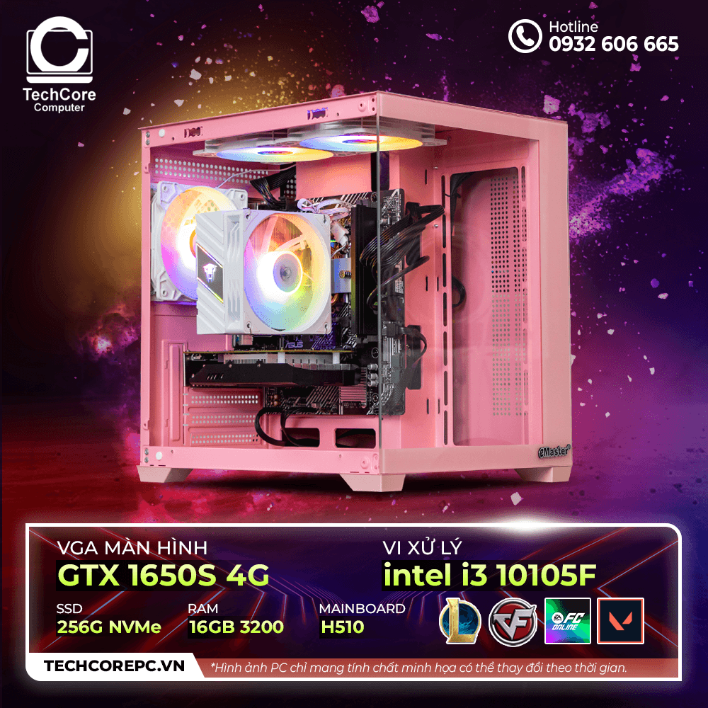 PC Gaming Trại Hè 02 (GTX 1650 4G, i3 10105F, RAM 16G, SSD 256GB)