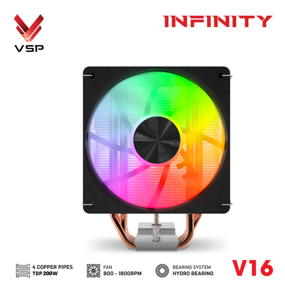 Tản nhiệt khí VSP V16 (TDP 200W, 4 ống đồng) - Màu đen 9 tekcore pc binh tan 4