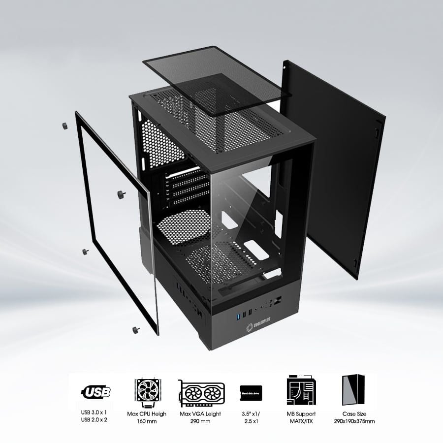 Thùng vỏ case Coolerplus EX32B (Không kèm Fan) - Màu đen 2 vi tinh techcore 2