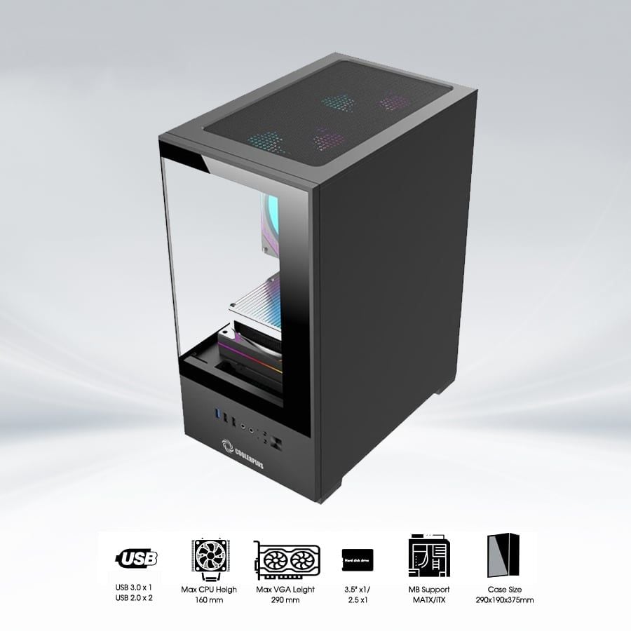 Thùng vỏ case Coolerplus EX32B (Không kèm Fan) - Màu đen 4 vi tinh techcore 4