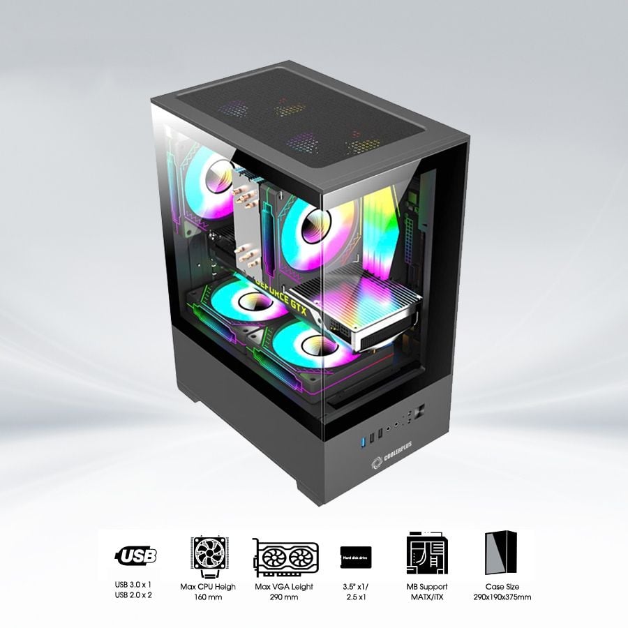 Thùng vỏ case Coolerplus EX32B (Không kèm Fan) - Màu đen 5 vi tinh techcore 5