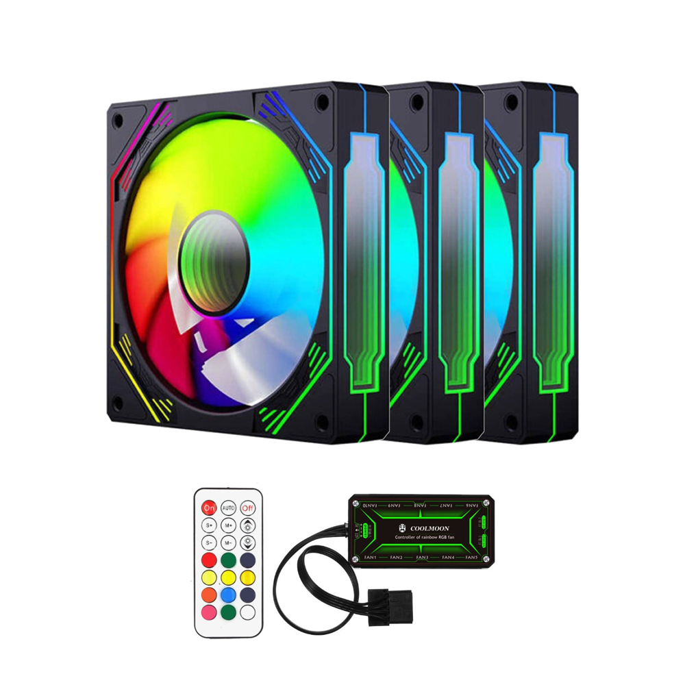 Bộ Kit 3 Fan F3 LED RGB (gồm hub, remote) Đen