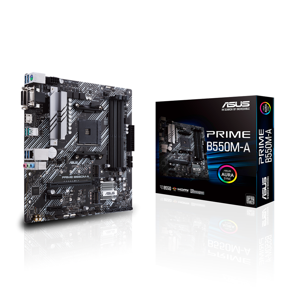 # Bo mạch chủ ASUS PRIME B550M-A DDR4 AM4 ## Thông số kỹ thuật | Thông số | Chi tiết | | ------------------- | ------------------------------------------------------------------------------------ | | Thương hiệu | ASUS | | Model | PRIME B550M-A | | Chipset | AMD B550 | | Socket | AMD AM4 | | CPU hỗ trợ | AMD Ryzen™ 5000 Series, Ryzen™ 5000G Series, Ryzen™ 4000G Series, Ryzen™ 3000 Series | | Kích thước | Micro-ATX (24.4 x 24.4 cm) | | Khe PCIe | 1 x PCIe 4.0 x16 | | Khe lưu trữ | 2 x M.2, 4 x SATA 6Gb/s | | Cổng xuất hình | 1 x DVI-D | | LAN | Realtek Gigabit Ethernet | | USB phía sau | 6 cổng USB | | USB phía trước | 6 cổng USB (qua header) | | Hệ điều hành hỗ trợ | Windows 10 64-bit | ## Đánh giá Bo mạch chủ ASUS PRIME B550M-A DDR4 AM4 ### Thiết kế Micro ATX hiện đại phù hợp nhiều cấu hình Bo mạch chủ ASUS PRIME B550M-A DDR4 AM4 được thiết kế theo chuẩn Micro ATX với kích thước 24.4 x 24.4 cm, phù hợp với hầu hết các loại case Mid Tower và Micro Tower hiện nay. Tông màu đen kết hợp các chi tiết màu bạc tạo nên vẻ ngoài hiện đại, dễ dàng phối hợp với nhiều phong cách build PC từ văn phòng đến gaming. Là thành viên của dòng ASUS PRIME, sản phẩm được chú trọng về độ ổn định, khả năng tương thích linh kiện và độ bền trong quá trình sử dụng lâu dài. ### Hỗ trợ AMD Ryzen thế hệ 3000 đến 5000 Bo mạch chủ ASUS PRIME B550M-A DDR4 AM4 sử dụng socket AM4 kết hợp chipset AMD B550, hỗ trợ nhiều thế hệ vi xử lý Ryzen. Mainboard tương thích với: * AMD Ryzen 3000 Series. * AMD Ryzen 4000G Series. * AMD Ryzen 5000 Series. * AMD Ryzen 5000G Series. Nhờ đó người dùng có thể dễ dàng xây dựng cấu hình từ Ryzen 3 dành cho văn phòng đến Ryzen 9 phục vụ chơi game hoặc làm việc chuyên nghiệp. ### Chipset AMD B550 mang lại hiệu năng và khả năng nâng cấp vượt trội AMD B550 là một trong những chipset được đánh giá cao nhờ khả năng hỗ trợ PCI Express 4.0 khi kết hợp với CPU Ryzen tương thích. Điều này mang lại nhiều lợi ích như: * Tăng băng thông cho card đồ họa. * Khai thác tối đa hiệu suất SSD NVMe PCIe 4.0. * Hỗ trợ nâng cấp cấu hình lâu dài. * Hoạt động ổn định với các dòng CPU Ryzen hiệu năng cao. Đây là nền tảng rất phù hợp cho người dùng muốn đầu tư lâu dài trên hệ sinh thái AMD. ### Khe PCIe 4.0 x16 tối ưu cho card đồ họa thế hệ mới Bo mạch chủ ASUS PRIME B550M-A DDR4 AM4 được trang bị khe PCI Express 4.0 x16, mang lại băng thông cao hơn so với PCIe 3.0. Người dùng có thể kết hợp với nhiều dòng card đồ họa như: * NVIDIA GeForce RTX. * NVIDIA GeForce GTX. * AMD Radeon RX. Nhờ đó hệ thống đáp ứng tốt nhu cầu chơi game Full HD, 2K, làm đồ họa, dựng video và livestream. ### Hỗ trợ đồng thời hai khe SSD M.2 tốc độ cao Một trong những ưu điểm nổi bật của sản phẩm là khả năng hỗ trợ hai khe M.2 cùng bốn cổng SATA 6Gb/s. Điều này giúp người dùng: * Cài đặt hệ điều hành trên SSD tốc độ cao. * Mở rộng thêm SSD hoặc HDD lưu trữ dữ liệu. * Khởi động Windows nhanh. * Giảm thời gian tải game và ứng dụng. Việc hỗ trợ hai khe M.2 cũng giúp việc nâng cấp sau này trở nên thuận tiện hơn. ### Kết nối mạng Gigabit LAN ổn định Bo mạch chủ sử dụng bộ điều khiển Realtek Gigabit Ethernet mang lại tốc độ kết nối lên đến 1Gbps. Ưu điểm của kết nối Gigabit: * Đường truyền ổn định. * Giảm độ trễ khi chơi game online. * Tăng tốc tải dữ liệu. * Hỗ trợ làm việc và họp trực tuyến hiệu quả. Đây là lựa chọn phù hợp cho cả người dùng cá nhân và doanh nghiệp. ### Hệ thống cổng USB đáp ứng đầy đủ nhu cầu ASUS PRIME B550M-A DDR4 AM4 được trang bị tổng cộng 12 cổng USB, bao gồm: * 6 cổng USB phía sau. * 6 cổng USB thông qua header mặt trước. Số lượng cổng kết nối lớn giúp người dùng dễ dàng kết nối: * Chuột. * Bàn phím. * Tai nghe. * USB. * Ổ cứng di động. * Máy in và các thiết bị ngoại vi khác. ### Độ bền cao với công nghệ ASUS PRIME Dòng ASUS PRIME luôn được đánh giá cao nhờ hệ thống linh kiện chất lượng cùng quy trình kiểm tra nghiêm ngặt. Những ưu điểm nổi bật bao gồm: * Hoạt động ổn định trong thời gian dài. * Khả năng tương thích tốt với nhiều linh kiện. * BIOS trực quan, dễ sử dụng. * Dễ dàng nâng cấp trong tương lai. Đây là yếu tố giúp ASUS PRIME B550M-A trở thành một trong những bo mạch chủ AMD bán chạy trên thị trường. ## Bo mạch chủ ASUS PRIME B550M-A DDR4 AM4 phù hợp với đối tượng nào? Bo mạch chủ ASUS PRIME B550M-A DDR4 AM4 là lựa chọn phù hợp với: * Game thủ muốn xây dựng cấu hình Ryzen hiệu năng cao. * Người làm đồ họa với Photoshop, Illustrator, Premiere Pro hoặc Lightroom. * Người dựng video và sáng tạo nội dung. * Nhân viên văn phòng cần hệ thống hoạt động ổn định. * Người muốn nâng cấp từ Ryzen đời cũ lên Ryzen 5000. * Người cần một nền tảng AMD có khả năng nâng cấp lâu dài. ## Kết luận Bo mạch chủ ASUS PRIME B550M-A DDR4 AM4 là một lựa chọn rất đáng cân nhắc trong phân khúc bo mạch chủ AMD tầm trung. Với chipset AMD B550, khả năng hỗ trợ Ryzen 3000 đến Ryzen 5000, khe PCIe 4.0 x16, hai khe M.2 tốc độ cao, bốn cổng SATA cùng kết nối Gigabit LAN ổn định, sản phẩm đáp ứng tốt nhu cầu học tập, làm việc, chơi game và sáng tạo nội dung. Nếu bạn đang tìm kiếm một bo mạch chủ có độ bền cao, hiệu năng ổn định và khả năng nâng cấp lâu dài thì Bo mạch chủ ASUS PRIME B550M-A DDR4 AM4 là sự đầu tư xứng đáng cho hệ thống PC AMD.