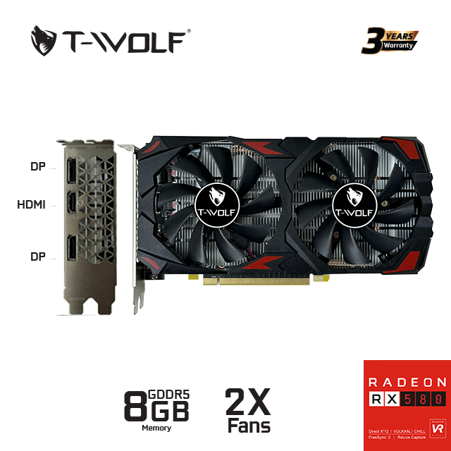 Card màn hình T-WOLF RX 580 8GB GDDR5 3 twolf vga rx580 5