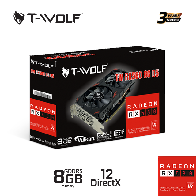 Card màn hình T-WOLF RX 580 8GB GDDR5 2 twolf vga