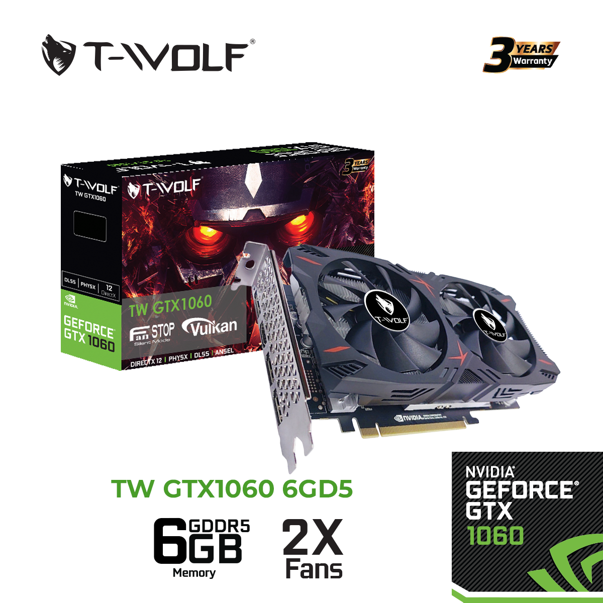 Card màn hình T-WOLF GTX 1060 6GB GDDR5 1 vga tw1060 6gd5 twolf abacf2fc07f4437fab92dfd2839c32c5
